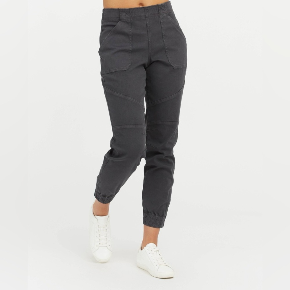 Spanx Gray Stretch Twill Cargo Jogger Pants Womens Size XL